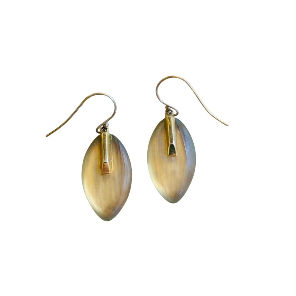 Alexis Bittar Tapered Lucite Drop Earrings Dangle Pave Gold Plated Pierced